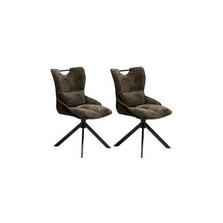Lot de 2 chaises pivotante en tissu vert Casita BIORG