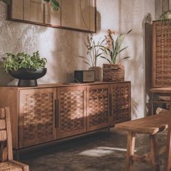 Buffet bas 4 portes teck massif et pieds en métal 200cm Karma Pure D-Bodhi