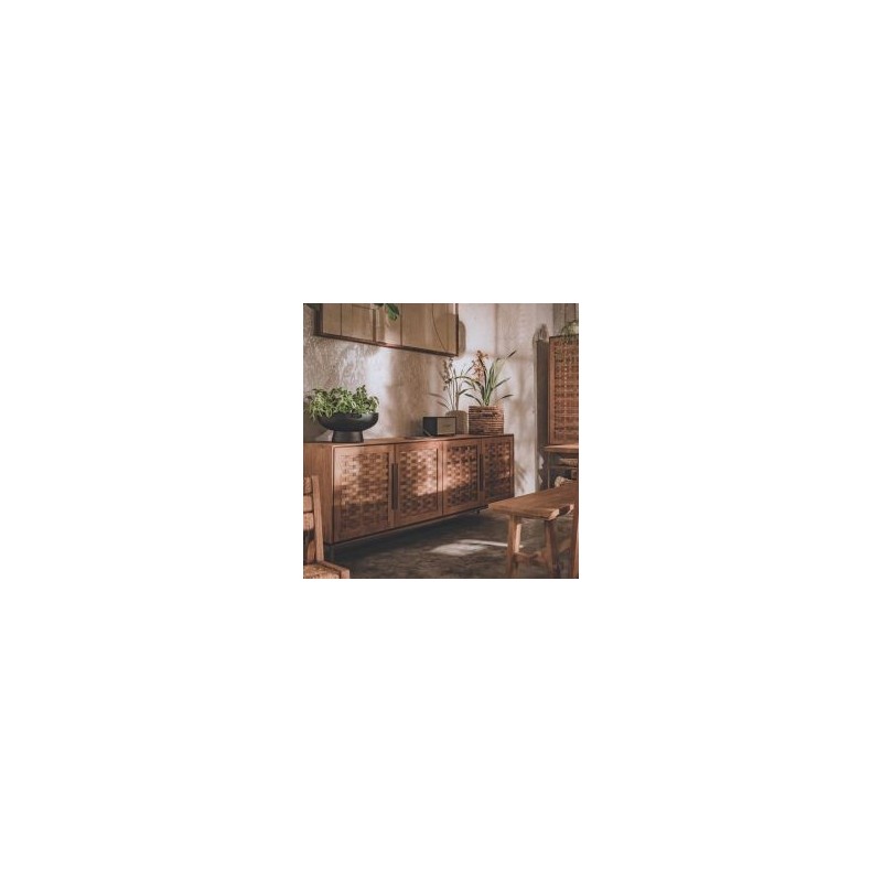 Buffet bas 4 portes teck massif et pieds en métal 200cm Karma Pure D-Bodhi