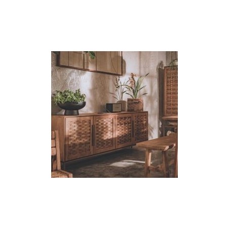 Buffet bas 4 portes teck massif et pieds en métal 200cm Karma Pure D-Bodhi