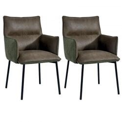 Lot de 2 chaises tissu microfibres vert Casita LOKKA