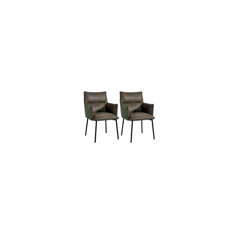 Lot de 2 chaises tissu microfibres vert Casita LOKKA