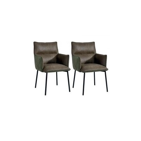 Lot de 2 chaises tissu microfibres vert Casita LOKKA