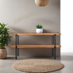 Console arrondie double plateau en teck recyclé 160cm d-bodhi COCO