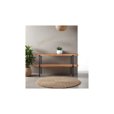 Console arrondie double plateau en teck recyclé 160cm d-bodhi COCO