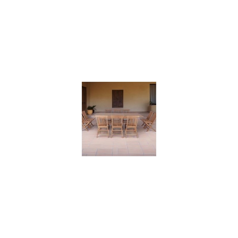 Table de jardin avec rallonge en teck massif 180cm
