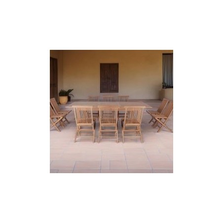 Table de jardin avec rallonge en teck massif 180cm