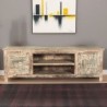 Grand meuble TV en bois recyclé coloré blanchi 190cm LILA