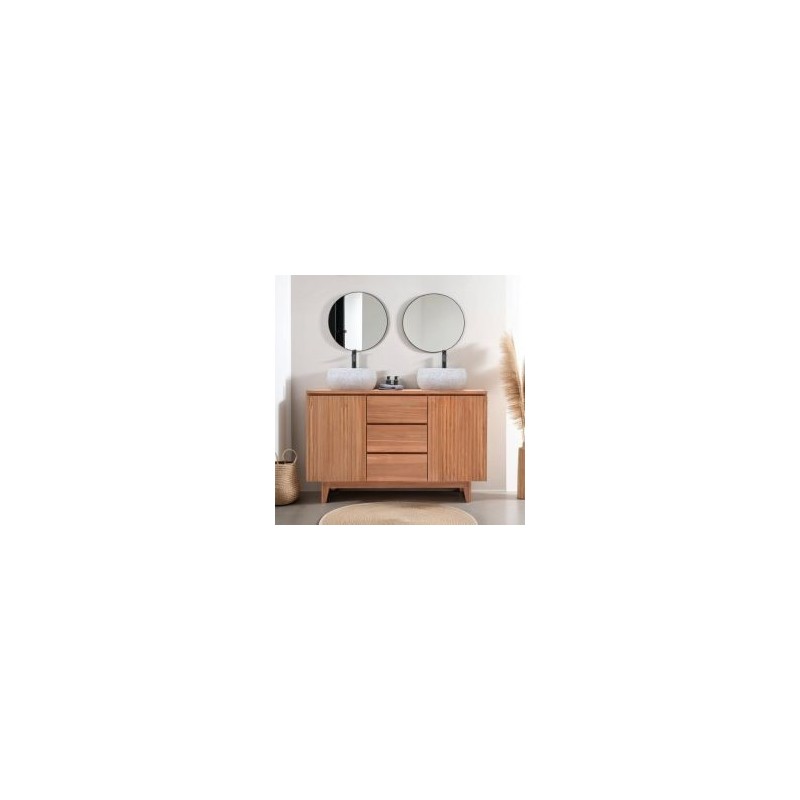 Meuble salle de bain double vasque 120 cm teck massif NINO
