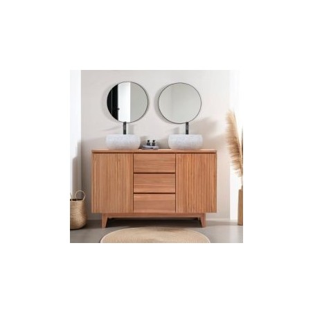 Meuble salle de bain double vasque 120 cm teck massif NINO