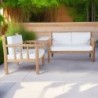 Salon de jardin style bois flotté teck massif GARDEN 3 places (canapé + fauteuil)