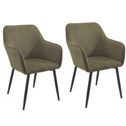 Lot de 2 chaises velours côtelé vert avec accoudoirs Scotty Casita CHASCOVER 15