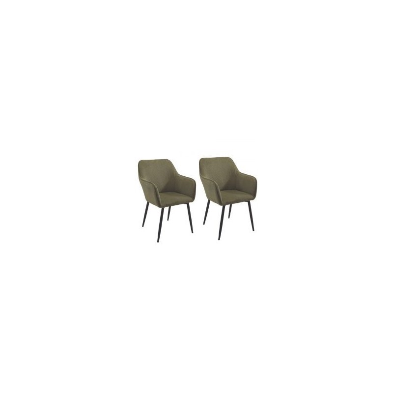 Lot de 2 chaises velours côtelé vert avec accoudoirs Scotty Casita CHASCOVER 15