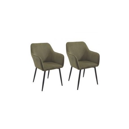 Lot de 2 chaises velours côtelé vert avec accoudoirs Scotty Casita CHASCOVER 15