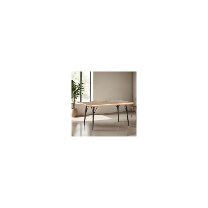 Table salle à manger bois clair industriel SERENA 145cm