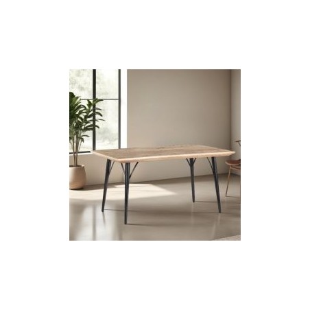 Table salle à manger bois clair industriel SERENA 145cm