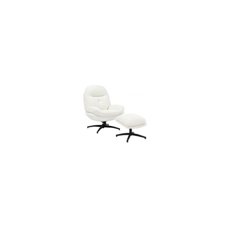 Fauteuil vintage inclinable blanc confort avec repose-pieds Casita BRANSON