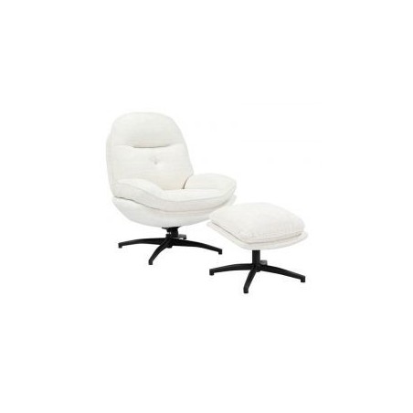 Fauteuil vintage inclinable blanc confort avec repose-pieds Casita BRANSON