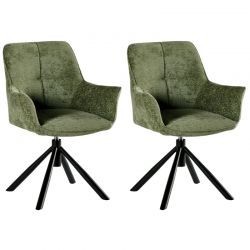 Lot de 2 chaises tournantes en tissu vert Casita EWING