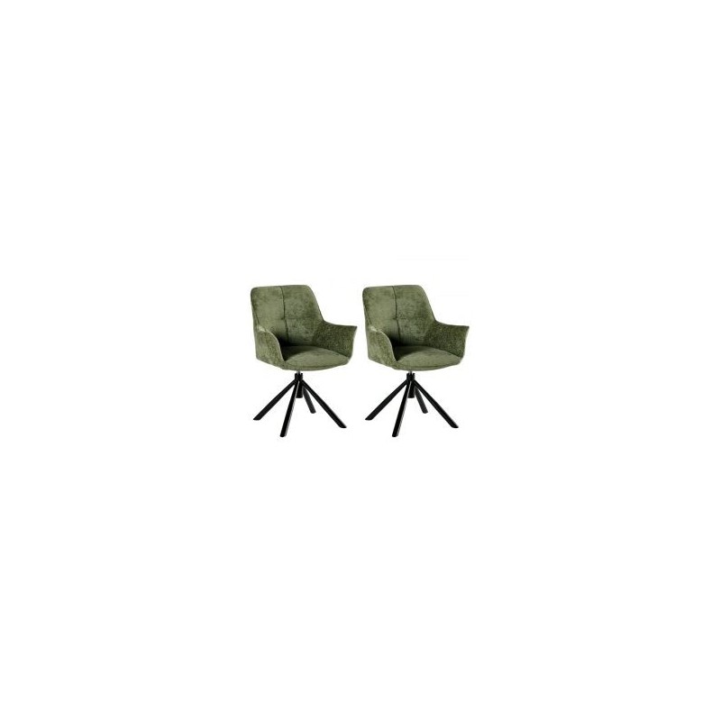 Lot de 2 chaises tournantes en tissu vert Casita EWING
