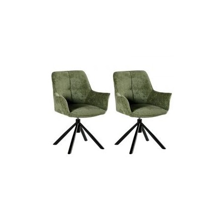 Lot de 2 chaises tournantes en tissu vert Casita EWING