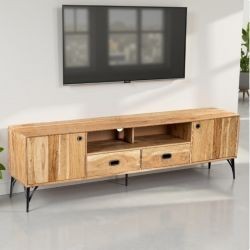 Meuble télé bois clair industriel SERENA 205cm