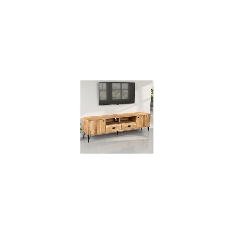 Meuble télé bois clair industriel SERENA 205cm