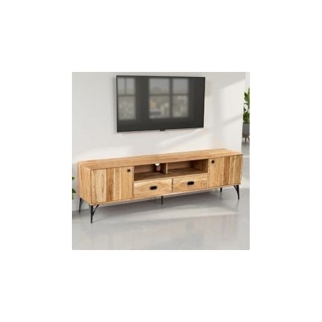 Meuble télé bois clair industriel SERENA 205cm