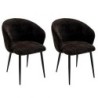 Lot de 2 chaises accoudoirs modernes tissu bouclé noir Casita KANSAS