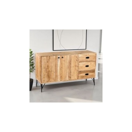 Buffet bois clair industriel SERENA 145cm