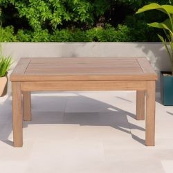 Table basse d'appoint extérieur en teck massif rectangulaire 80x60cm