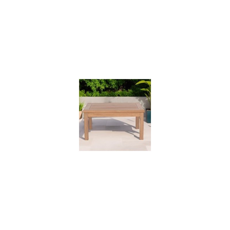 Table basse d'appoint extérieur en teck massif rectangulaire 80x60cm