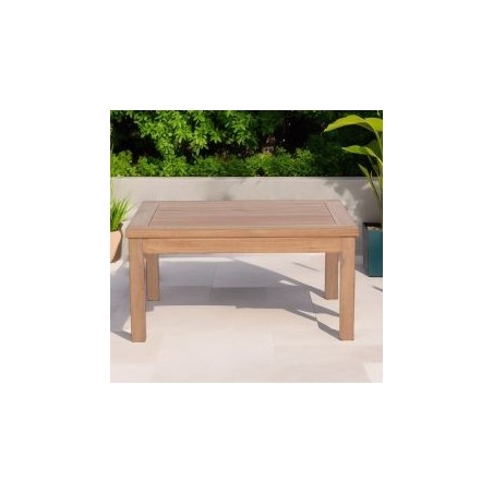 Table basse d'appoint extérieur en teck massif rectangulaire 80x60cm