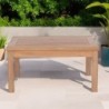 Table basse d'appoint extérieur en teck massif rectangulaire 80x60cm