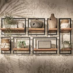Étagères murales en bois de teck massif et métal Shelfmate 145cm