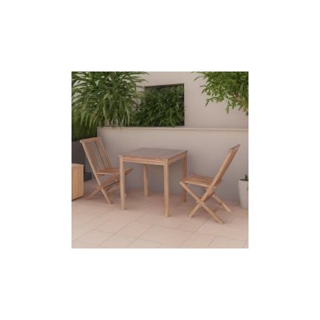 Table de jardin carrée en teck massif 70 x 70cm