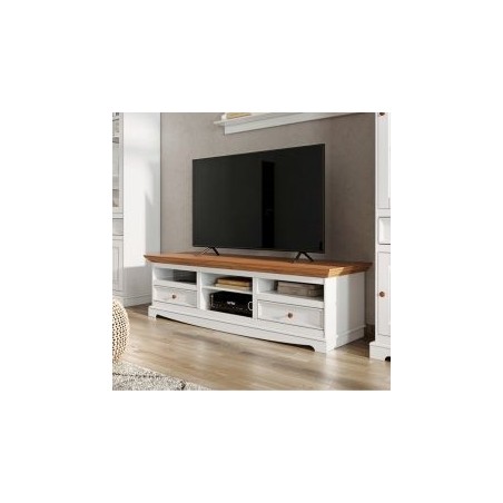 Meuble TV blanc en bois de pin massif 167cm BIANCA