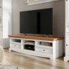Meuble TV blanc en bois de pin massif 167cm BIANCA